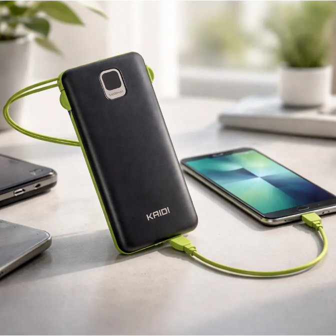 Power Bank Kaidi KNC-8882 20.000mAh Visor Digital Cabos Integrados