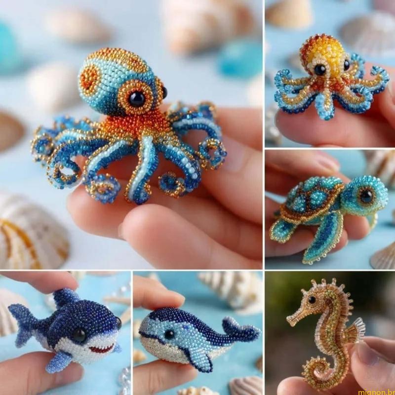 Sea Creature Beading Set Conjunto Bordado Contas Animais Marinhos Instruções