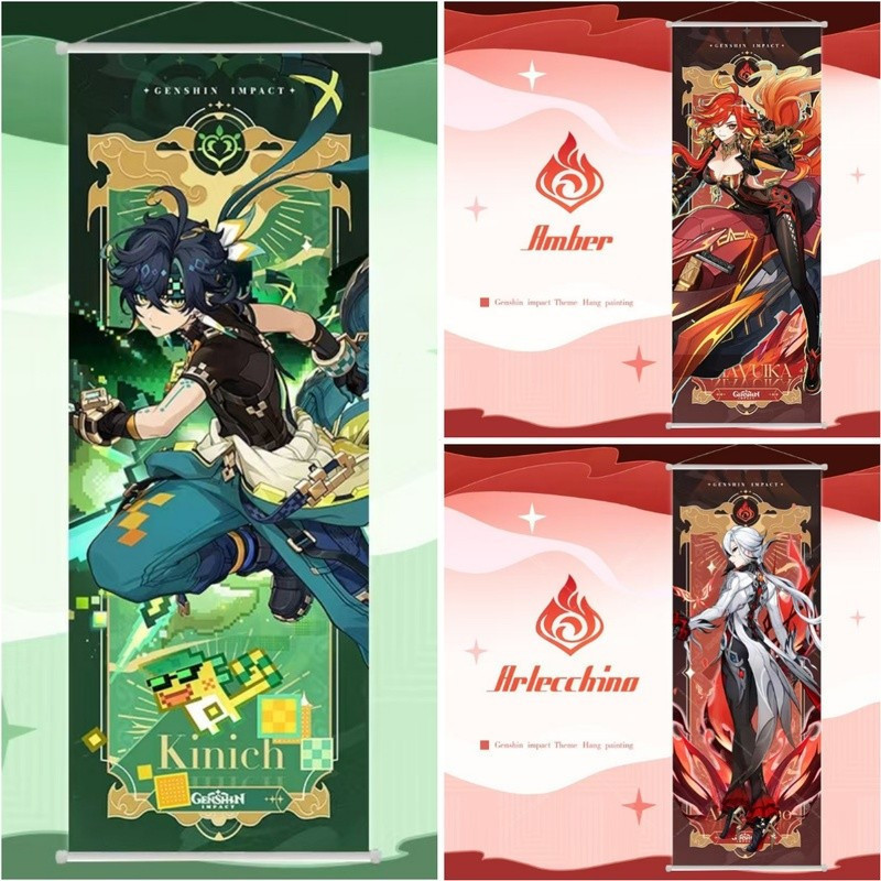 3Types of posters and canvas prints，Including Charlotte·Golden《Genshin Impact Scroll Decorative Mural》。