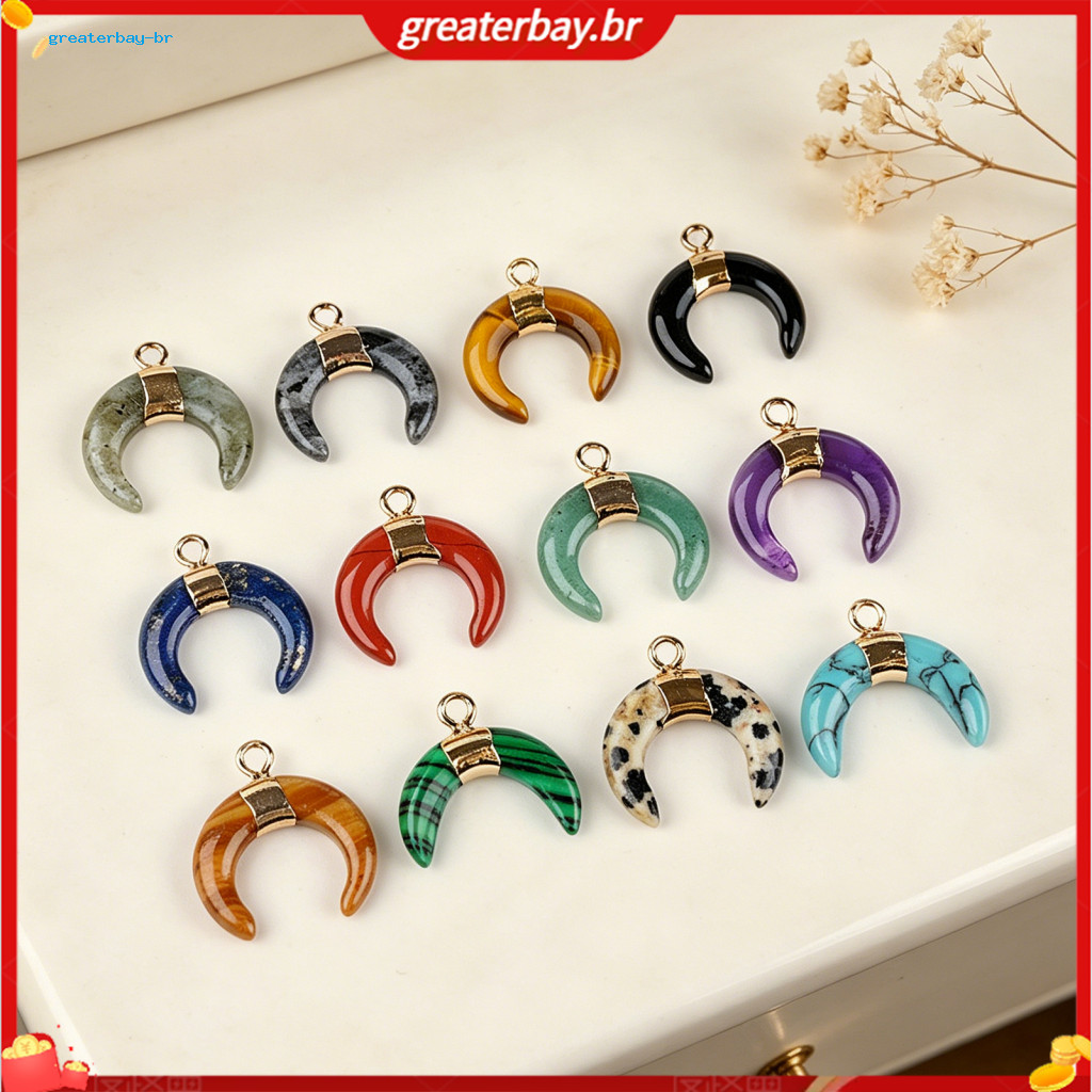 Diy Gold-plated Horn Pendant with Natural Imitation Jade Charm for Necklace Bracelet Earrings – Jewelry Making Accesso