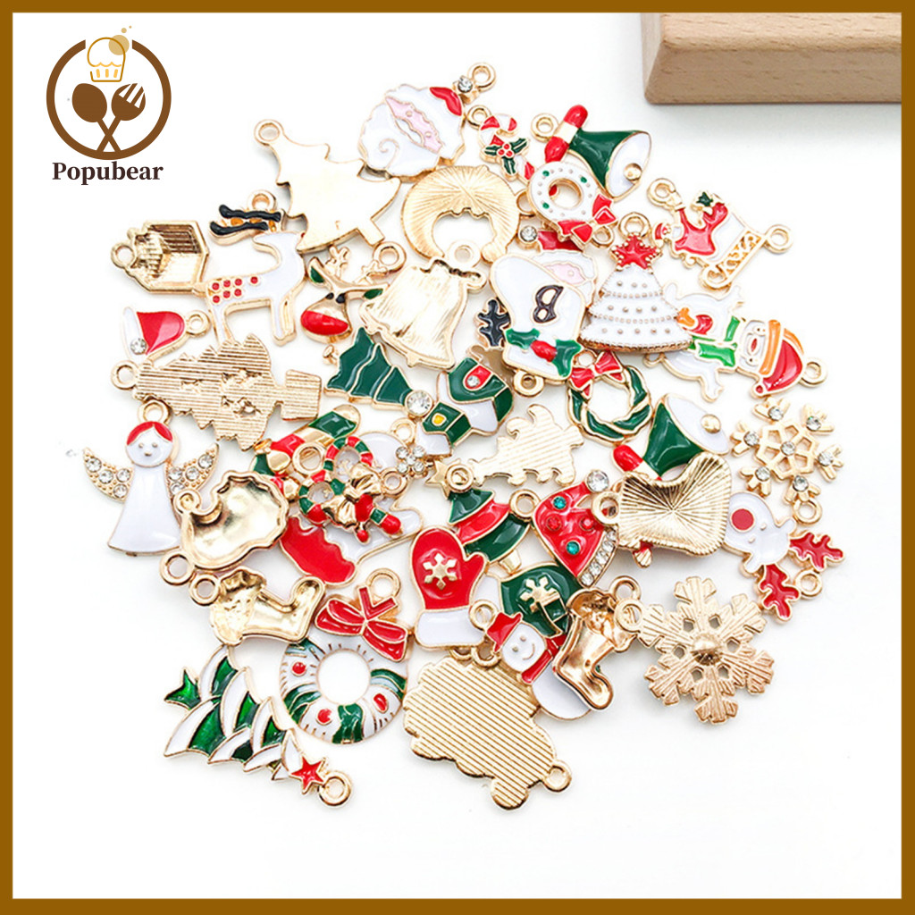 Zinc Alloy Pendants 50pcs Mixed Christmas Charms Diy Jewelry Making for Bracelet Necklace Earrings Holiday Sewing Bags D
