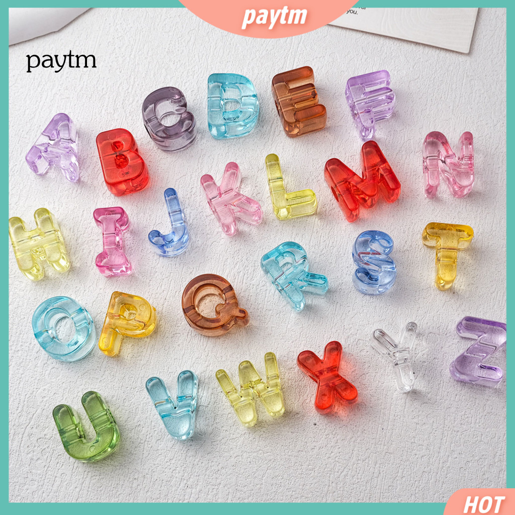 Iridescent Ab Beads Letter 5pcs Hole Alphabet Transparent Acrylic Bubble Letters for Jewelry Making Bracelets Shoelaces
