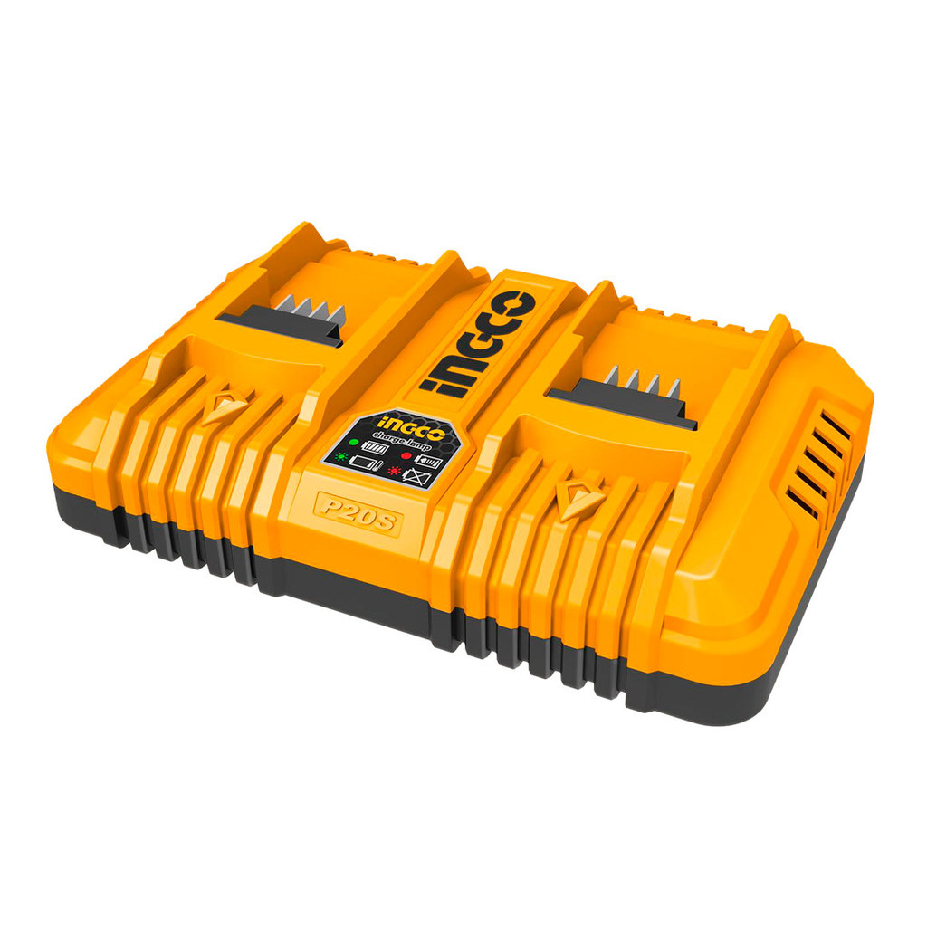 Carregador de Bateria Duplo INGCO FCLI2034-9 20V 2.0Ah e 4.0Ah Íon-lítio Inteligente Bivolt P20S
