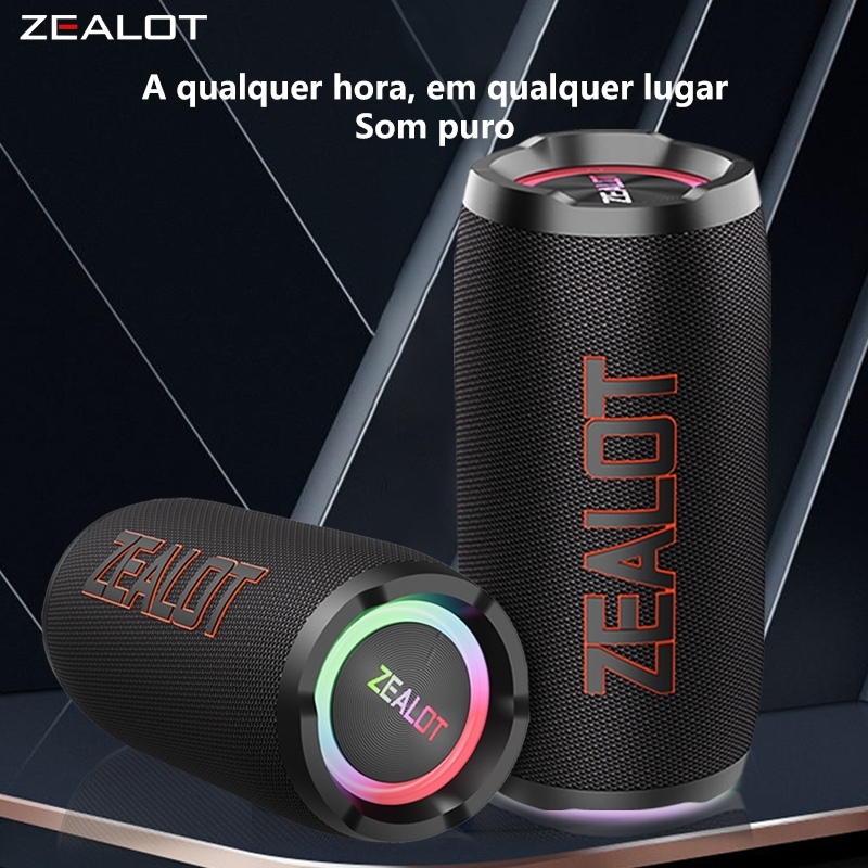 Speaker ZEALOT-S76 60W | RGB, IPX5, 8000mAh, Alça de Ombro, TWS Stereo, Bluetooth 5.4