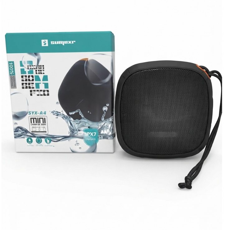 Mini caixa Som Bluetooth Sem Fio Stereo Amplificada Caixinha SumeXr Sd Card Prova Agua IPX7 sly-a4