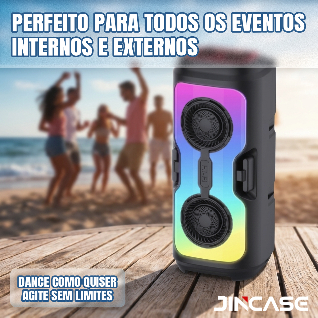 Caixa de Som Bluetooth Portátil 50W De Alta potência com Luz RGB - Alto Falante Stereo para Festa e Casa