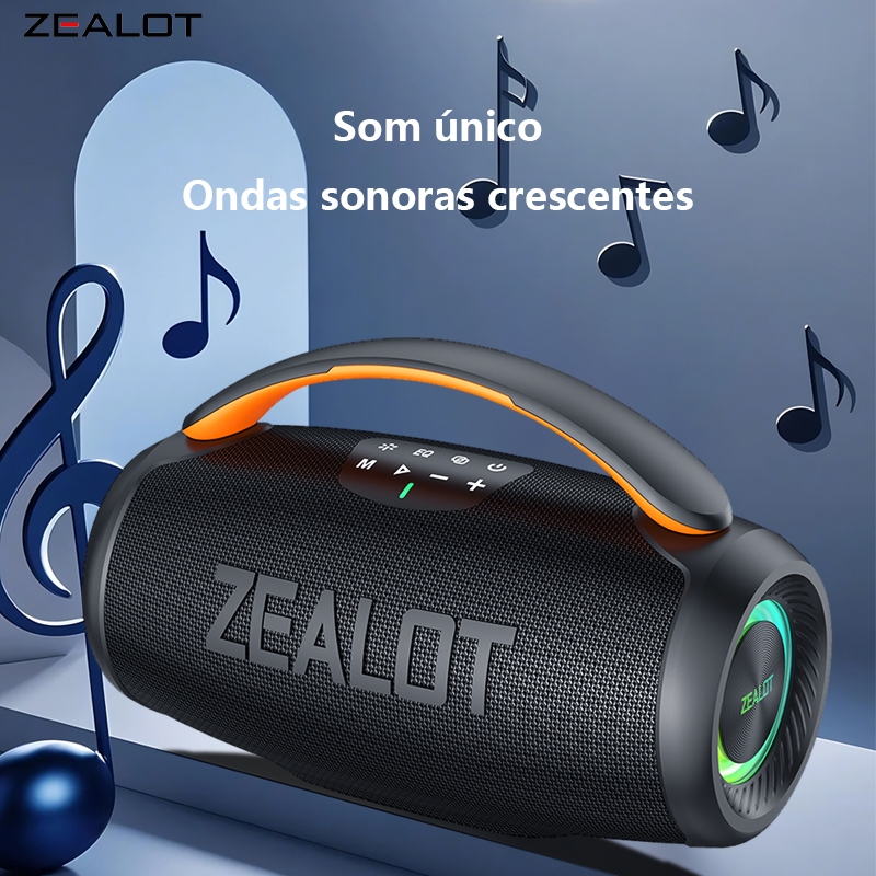 Soundbox ZEALOT-P11 50W BT 5.4 | Luzes RGB, IPX5, Bateria 6000mAh | Alça e Função TWS Stereo