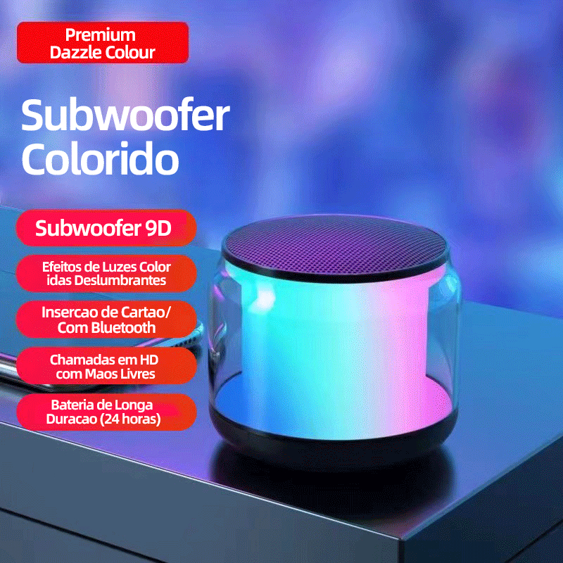 Alto-Falante Bluetooth Mini com Luz RGB Colorida | Som HiFi 360° | TWS Stereo | Portátil para Casa e Festa