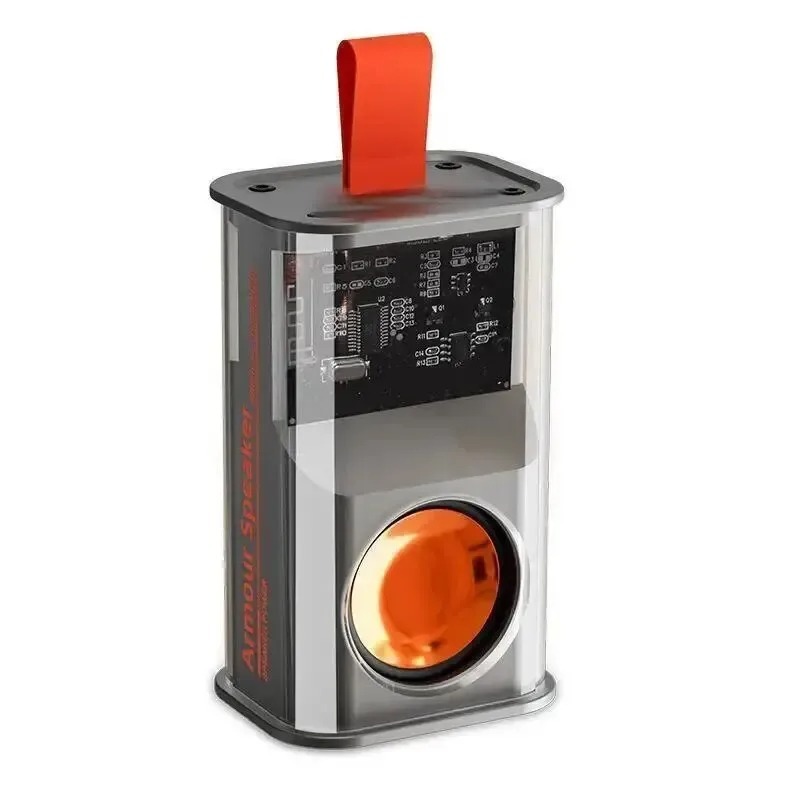 Caixa de Som Bluetooth K08 Mecha Transparente - Alto-falante Portátil Stereo Bass LED RGB