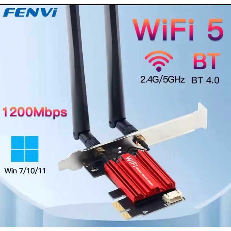 Placa WiFi 5G 5GHz e Bluetooth 4.0 PCIe x1 Fenvi AC1200 – Conexão Rápida e Estável