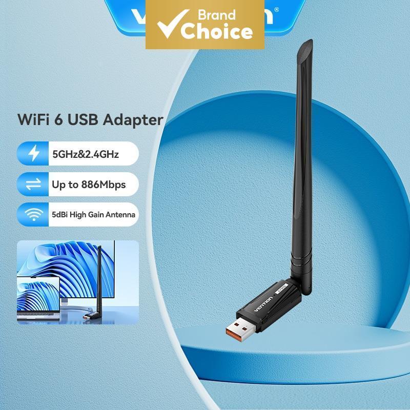 Adaptador USB Wifi 6 Dual Band Vention 600Mbps, Receptor Bluetooth para PC de mesa