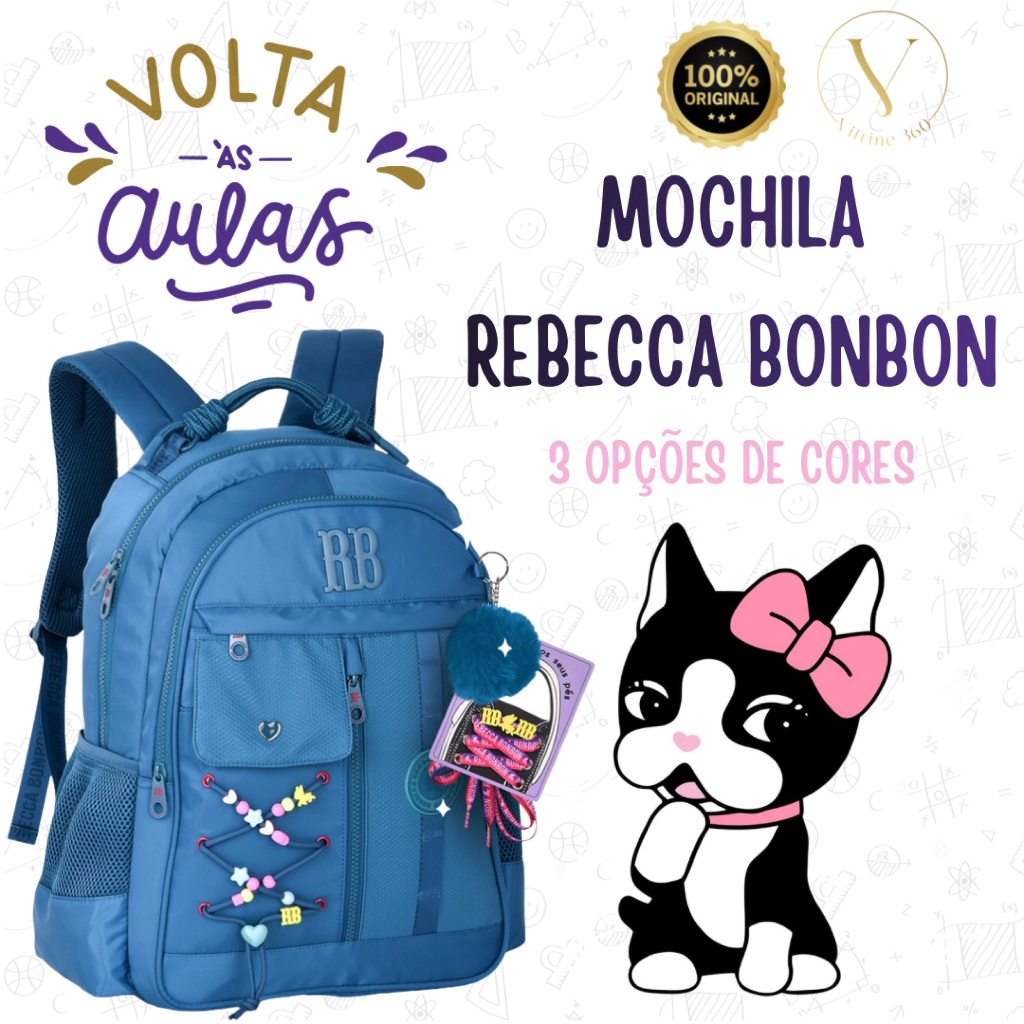 Mochila Escolar Rebecca Bonbon Beaded Fun Original Porta Notebook Volta às Aulas