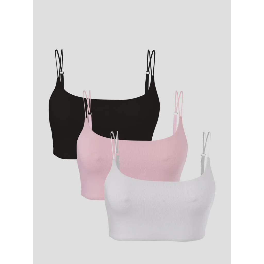 Kit Sutia Alca Dupla Preto, Branco e Rose