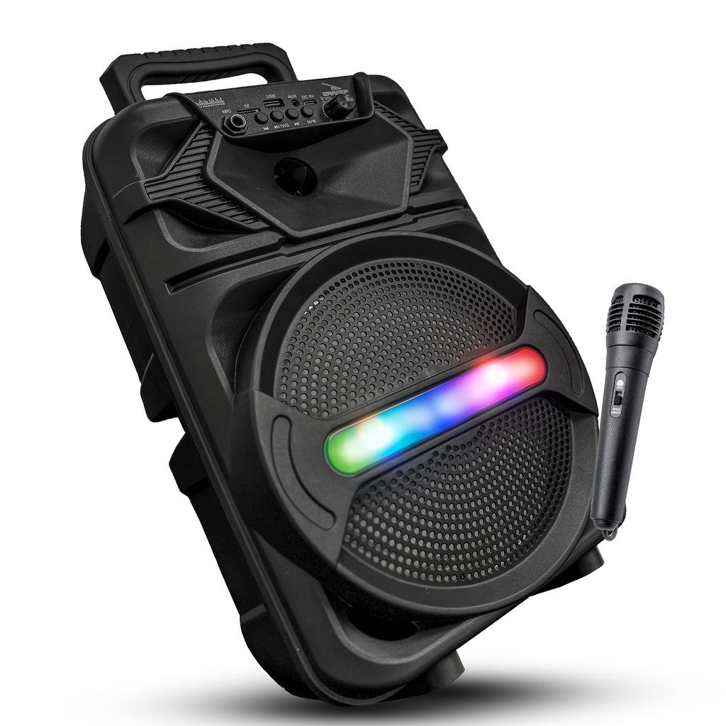 Caixa De Som Portátil Bluetooth LED RGB 15W Com Microfone Entrada USB Cartão SD Rádio FM TWS Som Alta Qualidade Hi-Fi