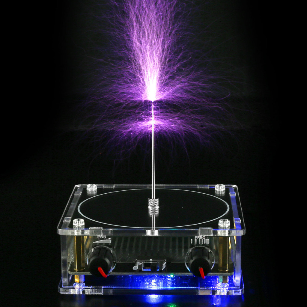 Bluetooth Música Tesla Bobina Tocável Artificial Relâmpago Arco Plasma Alto-Falante Transmissão Sem Fio Experimento Mode