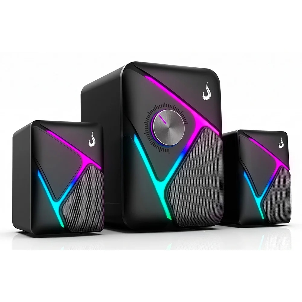 Caixa de Som Gamer 2.1 Rise Mode Nebula Sound 01 de 11W, Com RGB e Com Subwoofer