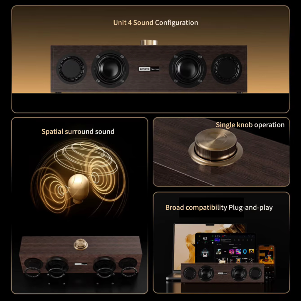caixa de som Lenovo C02 Retrô com Bluetooth Dual-Mode
