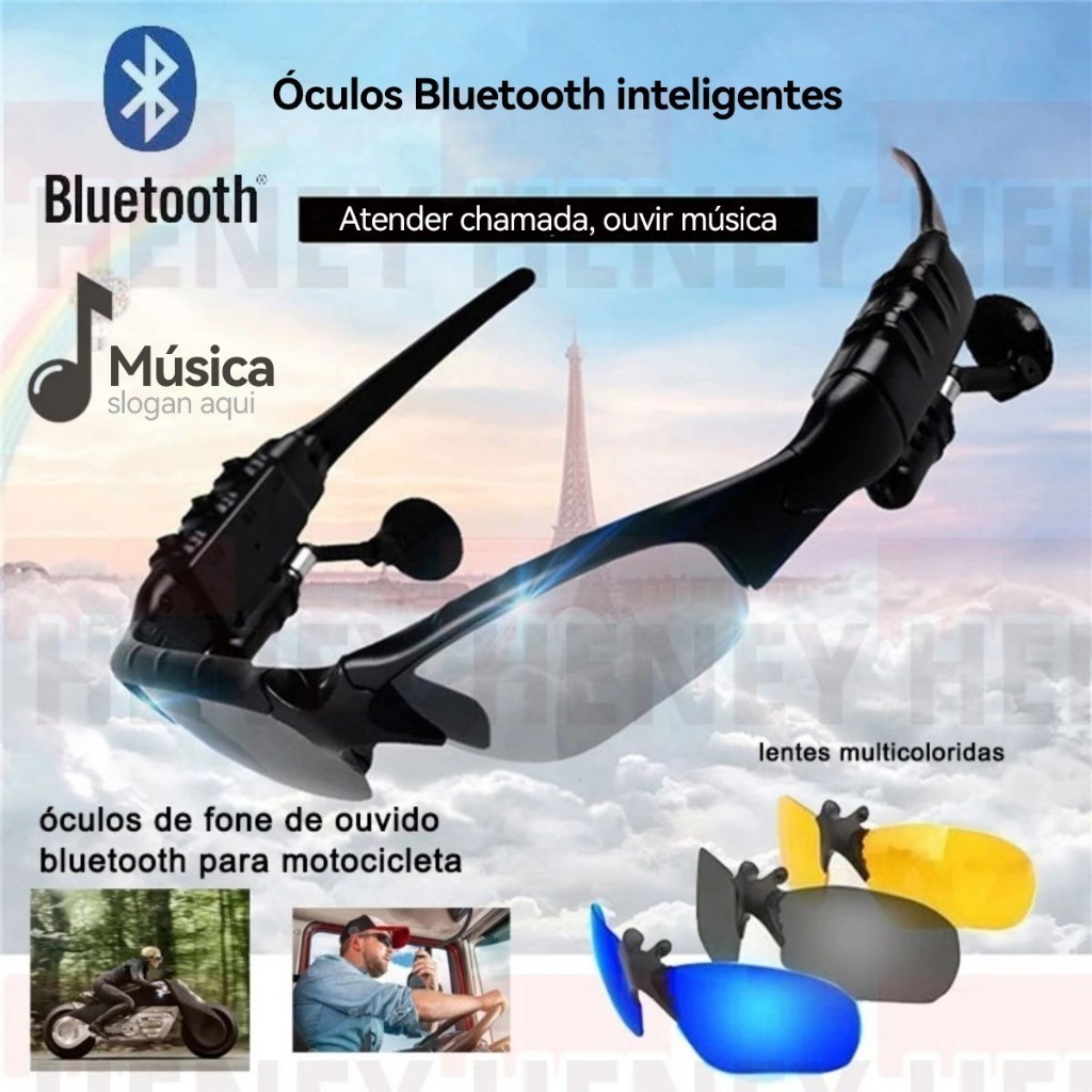 Fones De Ouvido Solares Esportivos Bluetooth Sem Fio Portáteis Para Óculos E Bicicletas