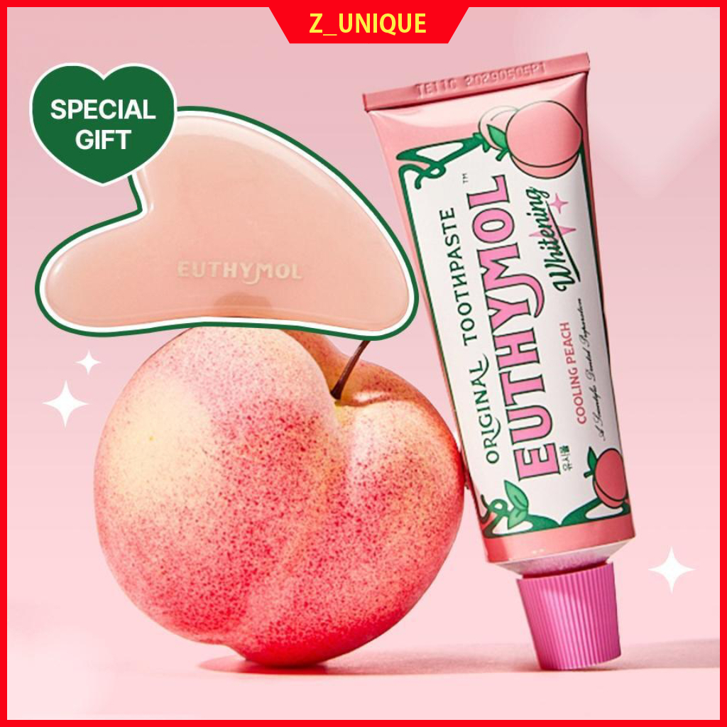 [EUTHYMOL] Pasta De Dente Branqueadora-Conjunto De Edição Limitada Cooling Peach (106g + Pink Heart Guasha)