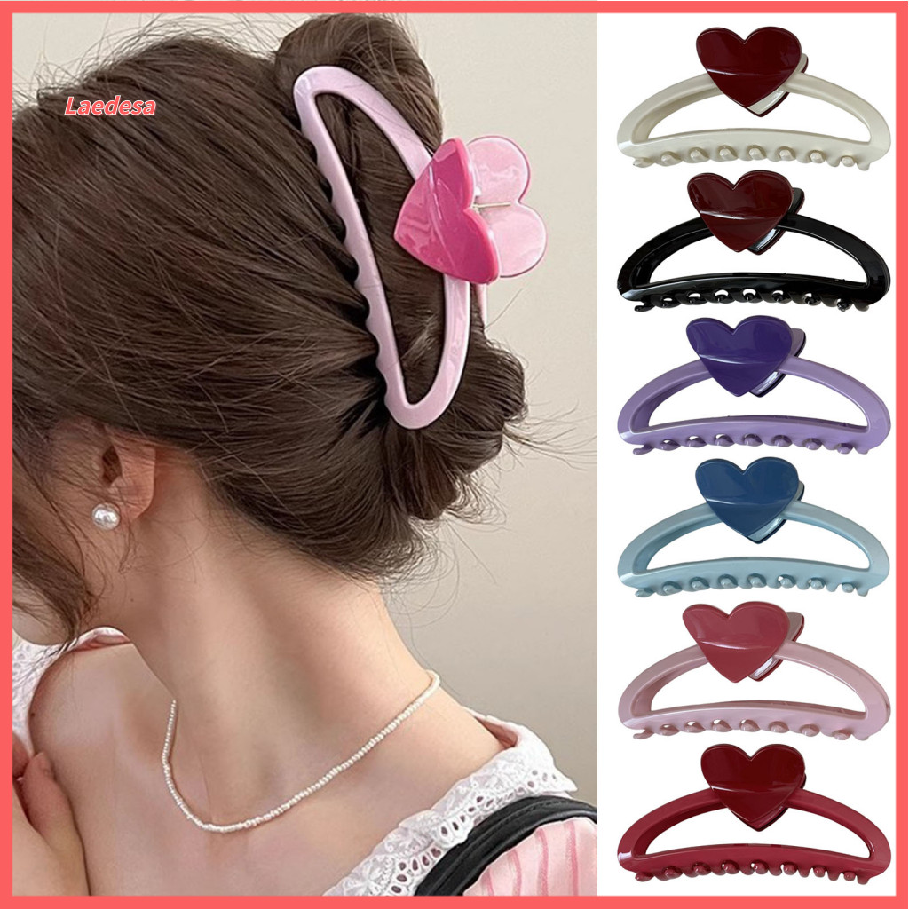 Pink Heart Hair Clip Non-pulling Design Claw for Women – Strong Grip Accessories for Wear and Special Occasions Stylis