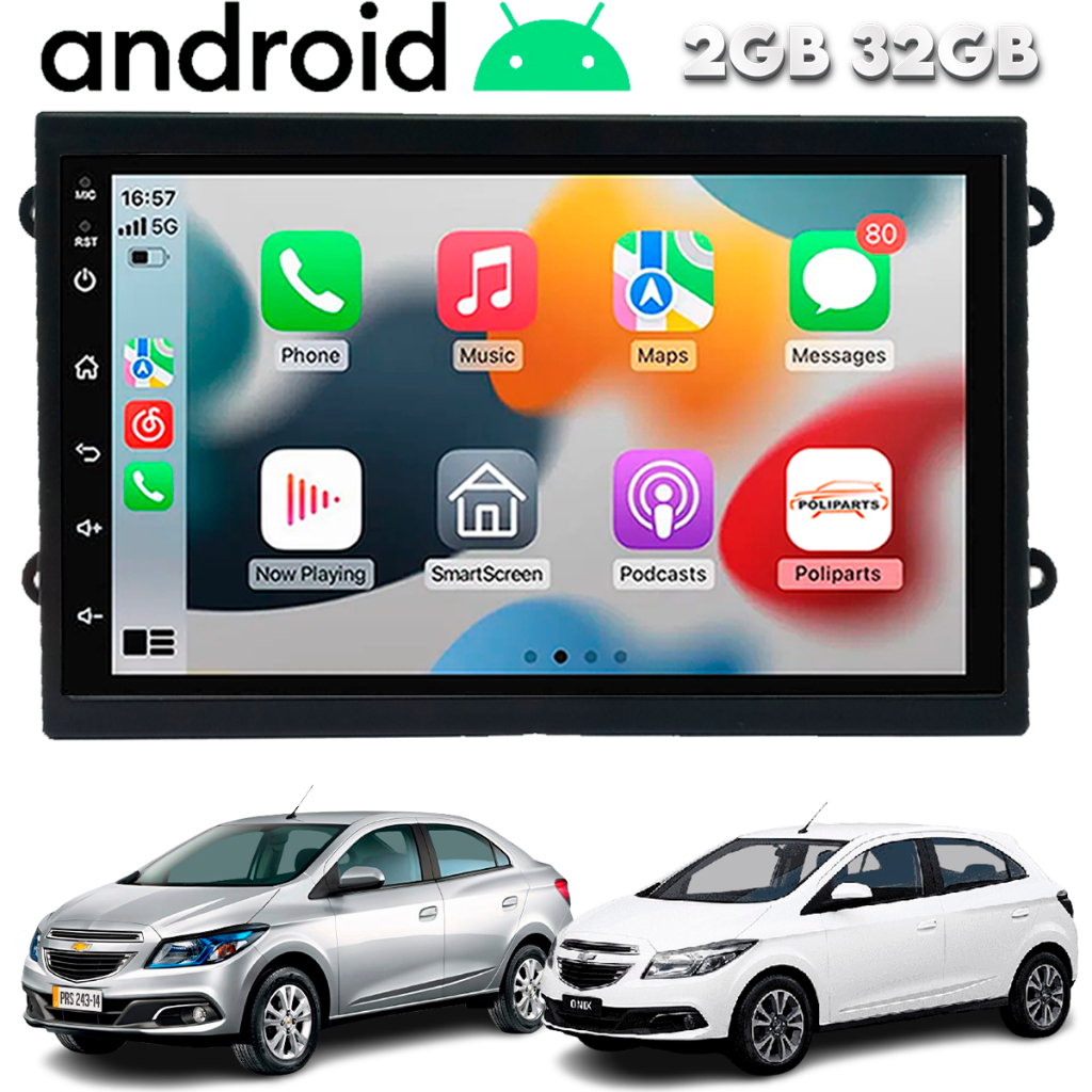 Central Multimidia Android Onix Prisma Spin Cobalt Wifi Gps Radio Espelhamento Bluetooth Gm