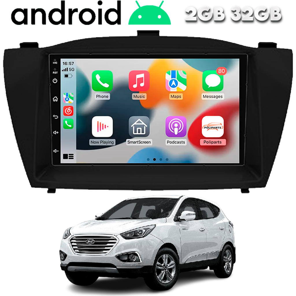 Central Multimidia Android Ix35 2010 a 2022 Wifi Gps Carplay Bluetooth Espelhamento Sem Fio Radio