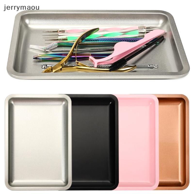 [JER] Bandeja De Unhas Armazenamento De Cosméticos De Aço Inoxidável Nail Art Polish Storage Multicolor Desktop Postiças