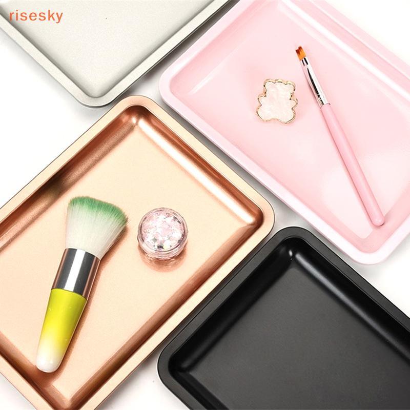 [risesky] Bandeja De Unhas Armazenamento De Cosméticos De Aço Inoxidável Nail Art Polish Storage Multicolor Desktop Fals
