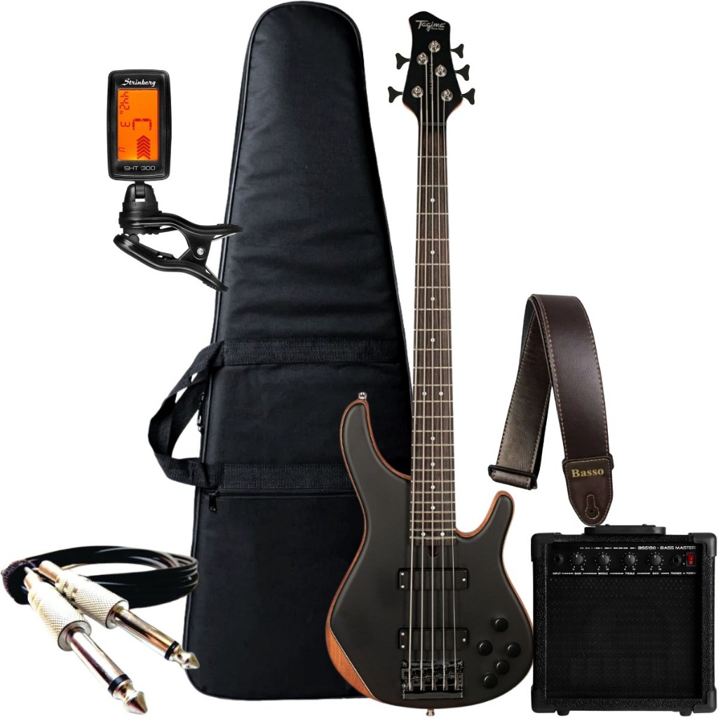 Kit Contra Baixo 5 Cordas Tagima Millenium Top 5 Ativo + Acessórios  + Amplificador Sheldon