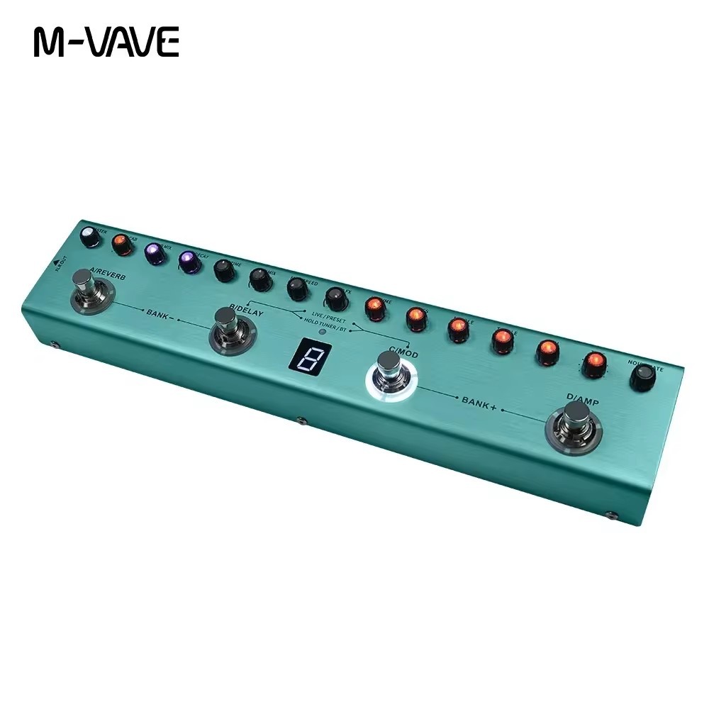 Pedal multiefeitos para guitarra M-VAVE Tank-G 36 predefinições 9 slots de pré-amplificador 8 slots de cabine de