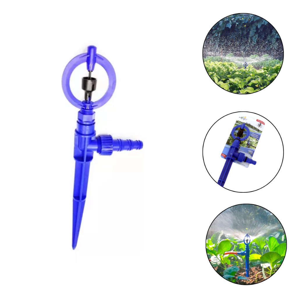 Aspersor Horta Fácil Agrojet Irrigação Jardim Com Adaptador Mangueira e Estaca 1 Unidade