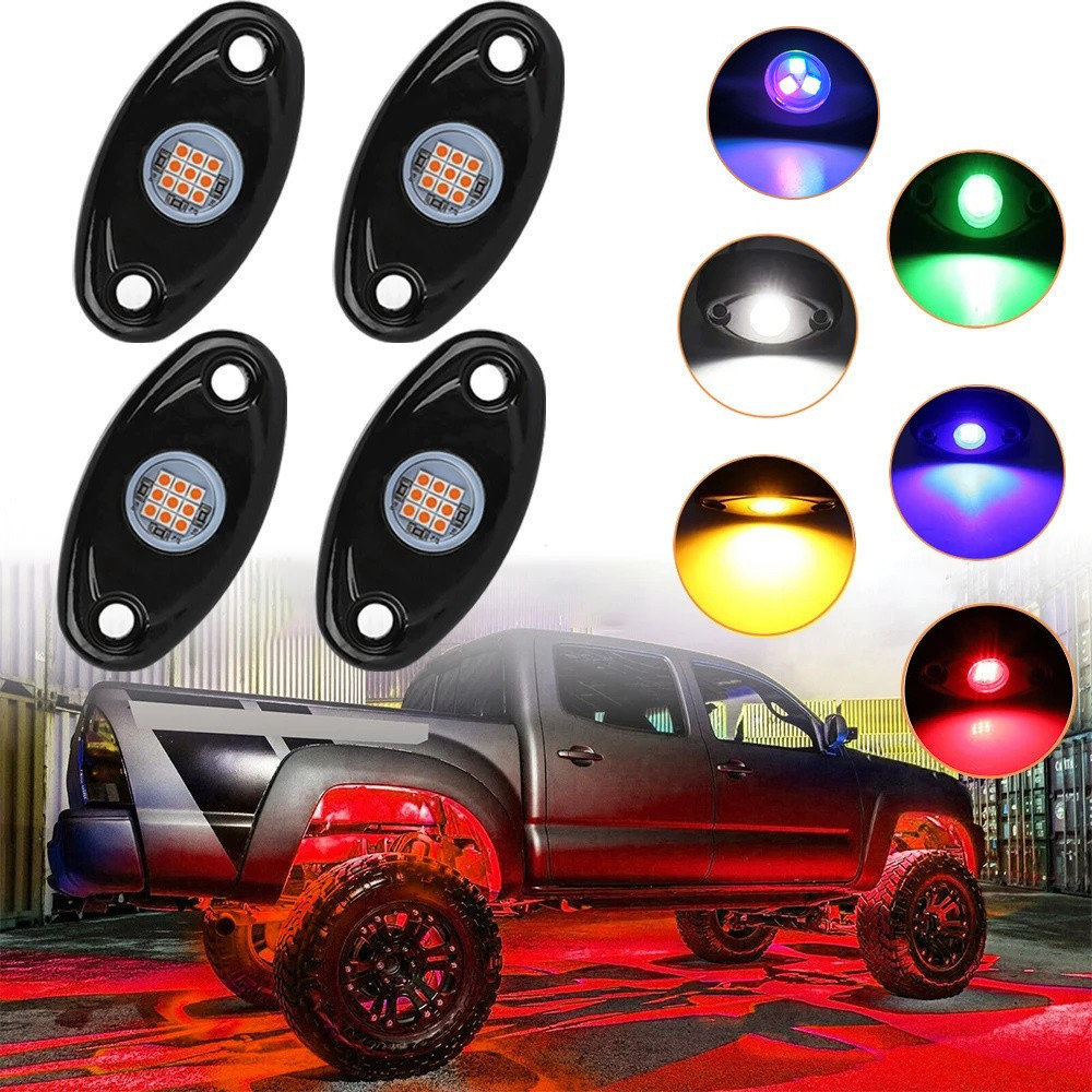 Kit De Luzes LED De Rocha Para Caminhão Off-Road , Lâmpada Atmosférica Carroceria Neon Underbody , Underglow , Trail Rig