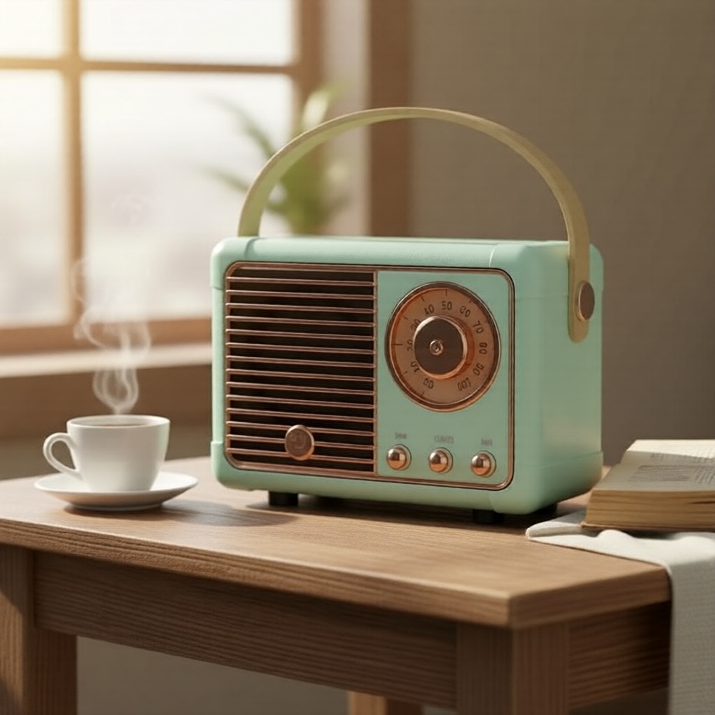 Rádio portátil Bluetooth estilo retrô com graves potentes, USB, áudio sem fio
