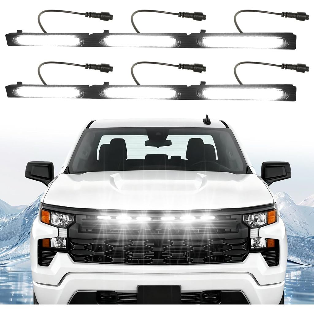 LED Front Grille Lights Fits for 2022-2025 Silverado 1500 WT Custom Trail Boss Custom Grill Lights Front Bumper Light fo