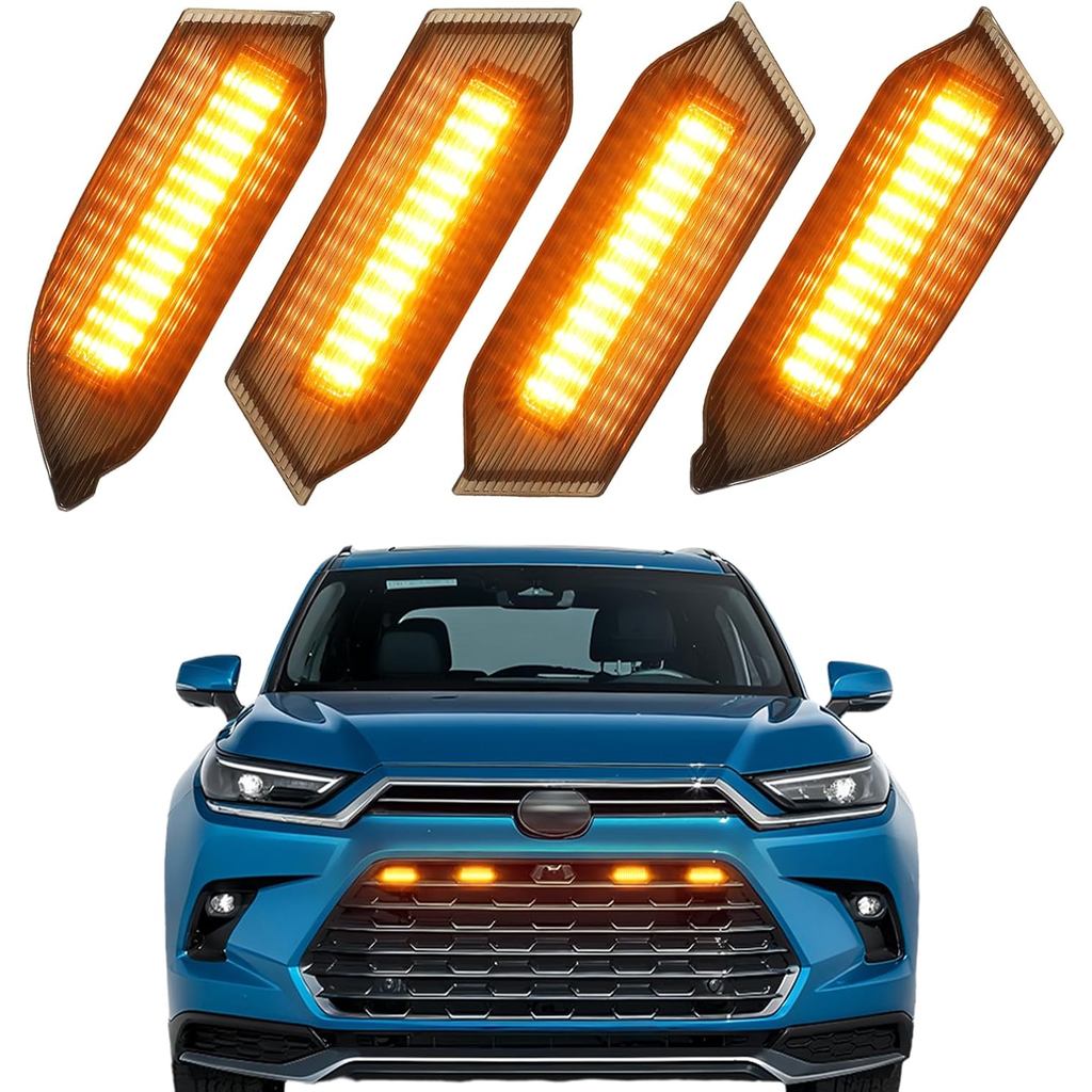Led Grille Grill Lights fit for 2024 2025 2026 Toyota Grand Highlander Xle Limited Hybrid Sport OEM Grills Light Accesso