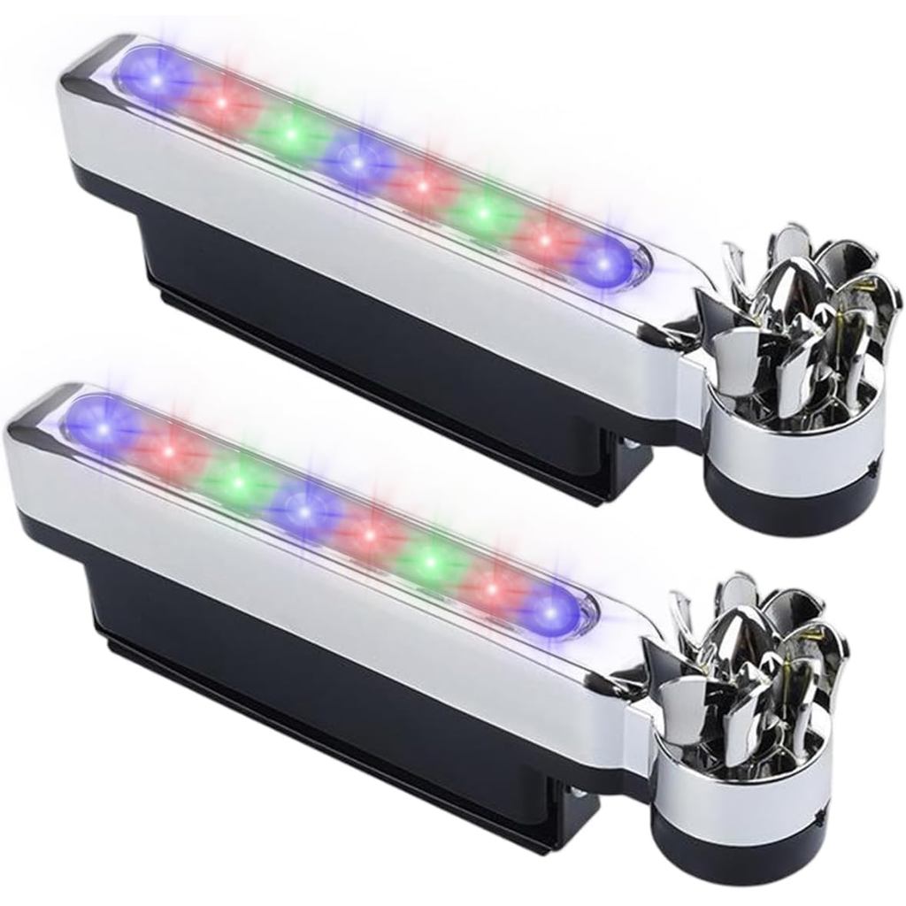 2 PCS Wind Powered Car Decor Lights with 8 LED Bead, Colorful Car Grille Decoration Lamp, Wire Free Adhesive Type Auto D