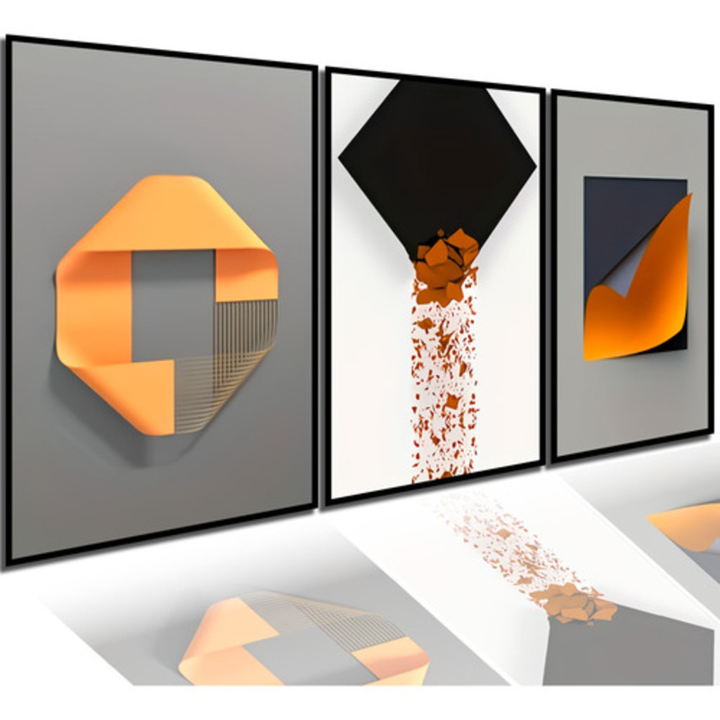 Kit 3  Decorative Frames Geometric Painting Light Abstract Living Room Hd Mural De Painel Espesso De 8mm