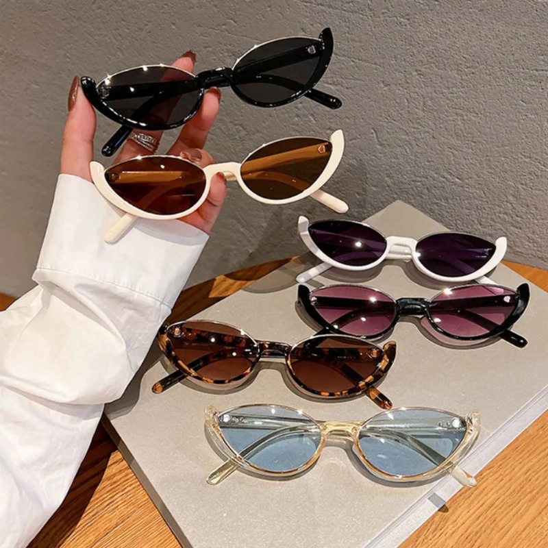 Moda Meia Armação Pequeno Olho De Gato Óculos De Sol Para Mulheres Vintage Tons Verão Praia Rua Eyewear