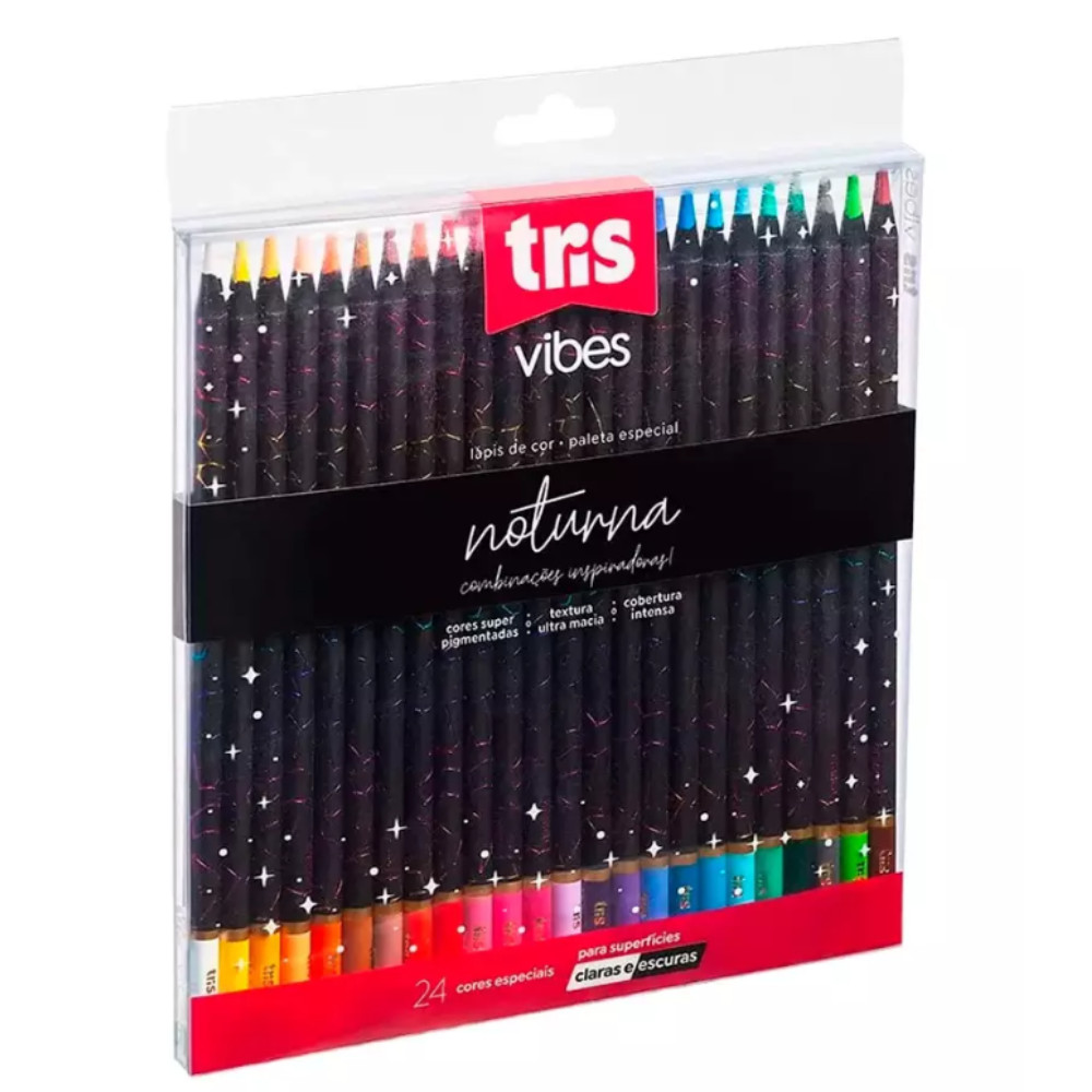 Lápis de Cor 24 Cores Especiais Vibes Noturna TRIS