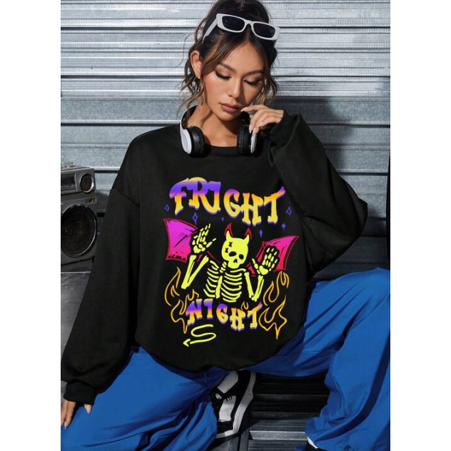 Moletom Gola Redonda Frigh Night Caveira Color