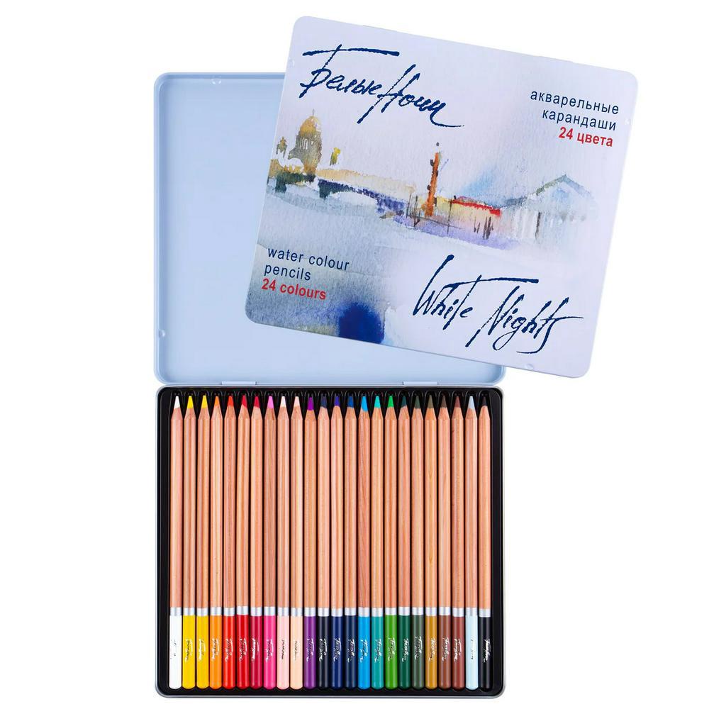 Lápis De Cor Aquarelado White Nights 24 Cores - Estojo Lata