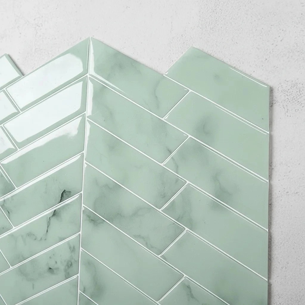Pastilha Adesiva Resinada Espinha de Peixe Marble Verde