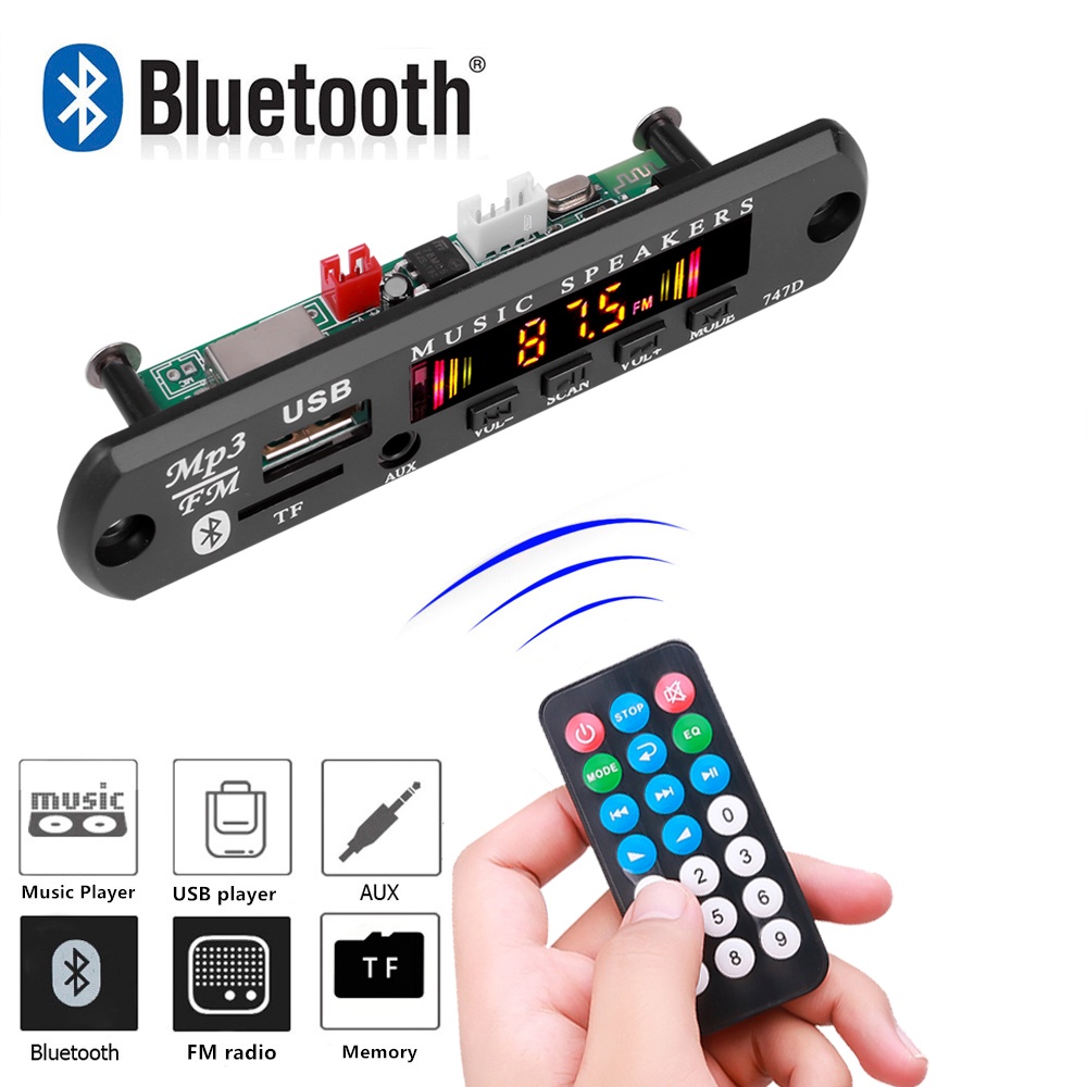 Decodificador Placa De Áudio Bluetooth 5.0 MP3 WMA 9 V 12 USB TF FM AUX Rádio Módulo De Sem Fio Dispositivo Banda