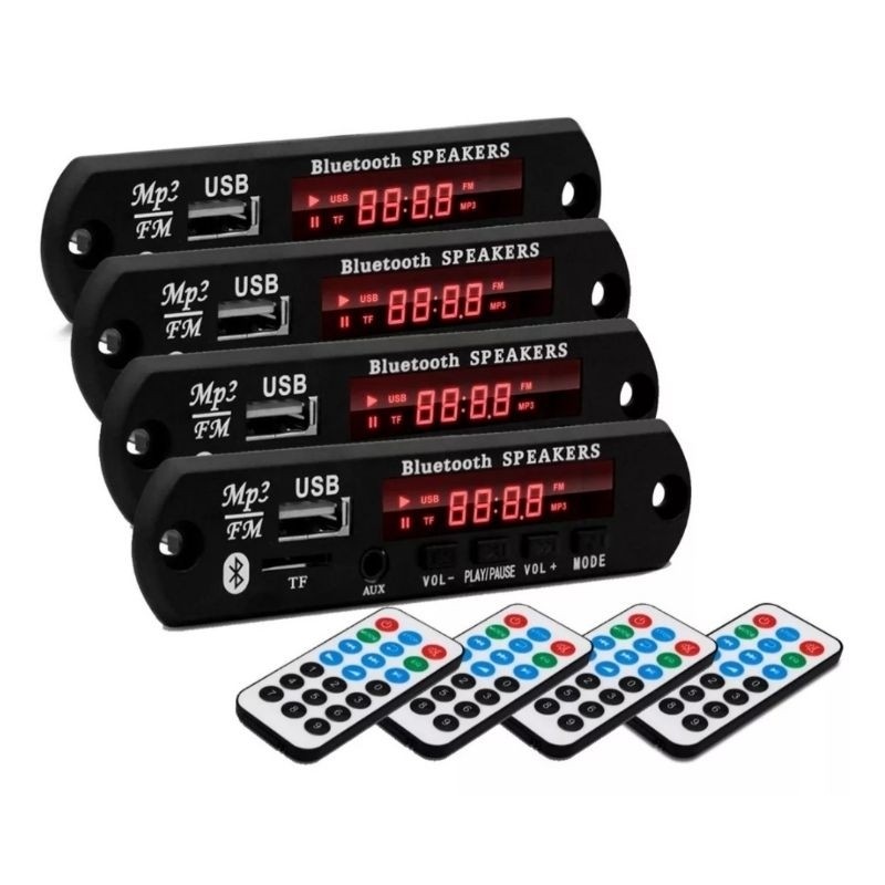 Kit 4 3 2 Decodificador De Cartão De Áudio Bluetooth 5.0 MP3 WMA USB TF FM AUX Rádio