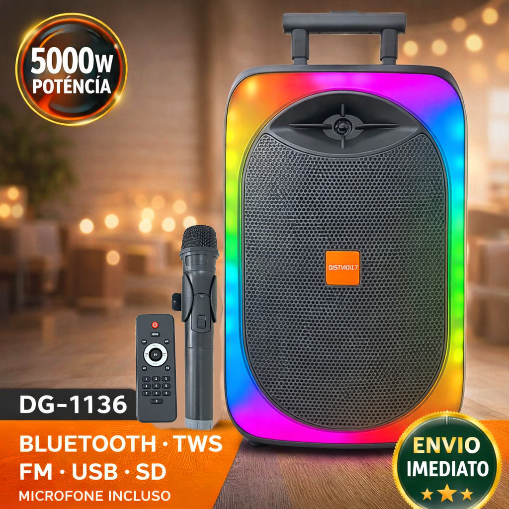 Caixa de Som Portátil Bluetooth 5000W 12