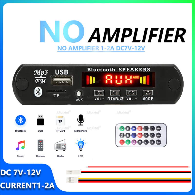 Placa De Alto-Falante Bluetooth 2PCS Mini MP3 Player Com Rádio FM Módulo Decodificador USB TF AUX Música De Áudio 7-12V