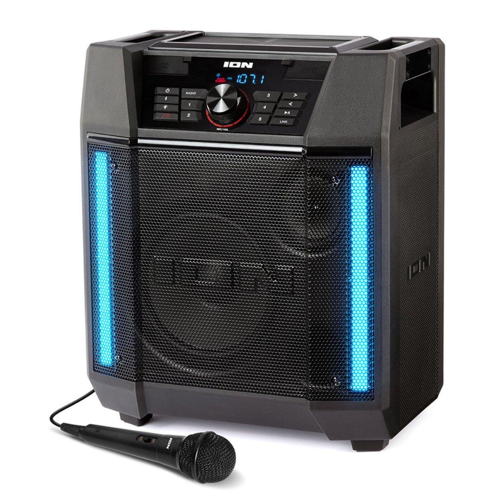 Caixa de Som Portátil ION 100W, FM, Iluminação LED, Controle por App e à Prova d'Água