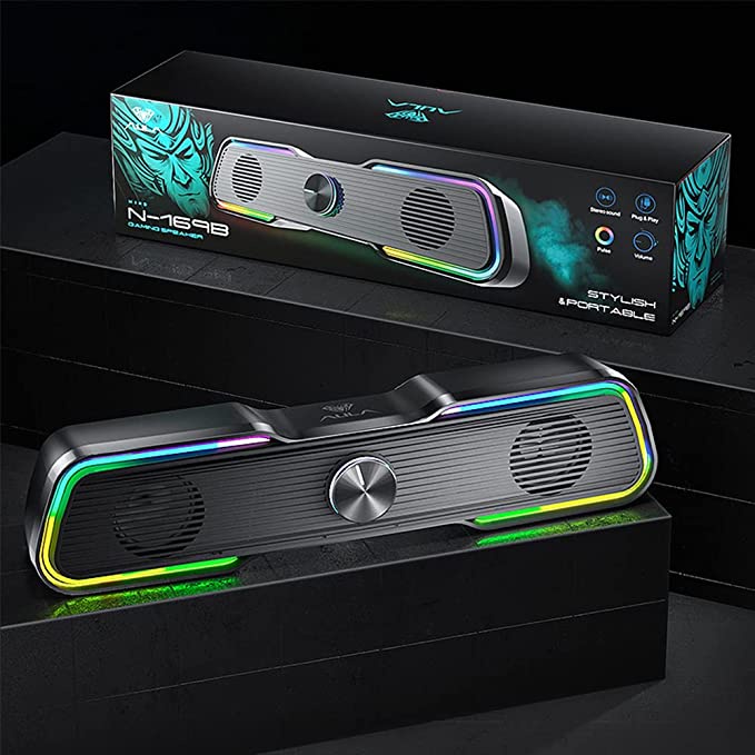 Caixa De Som Pc Aula N-169b-rgb-usb Com Fio 10w