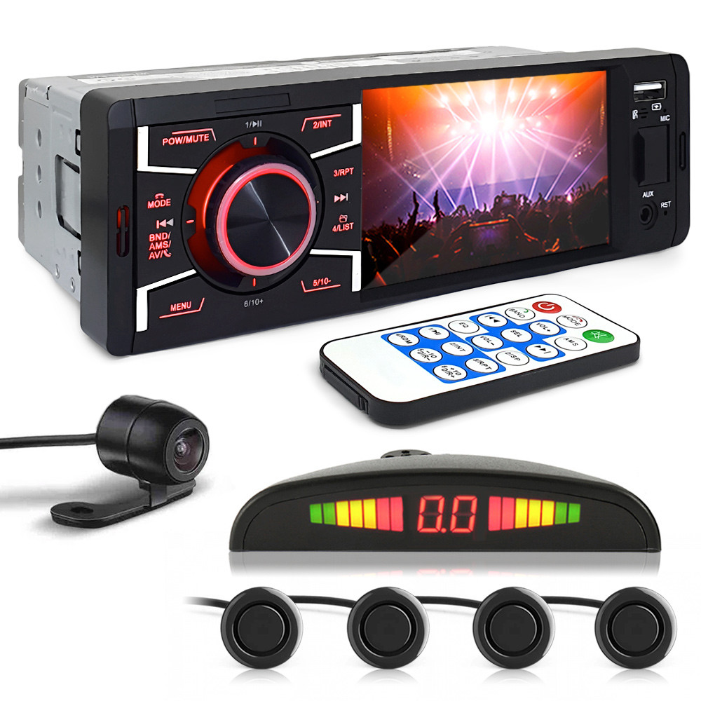 Kit Rádio C/ Tela 1 Din + Câmera Ré + Sensor Ré Preto Mohave 2010 2011 2012 2013 Bluetooth USB