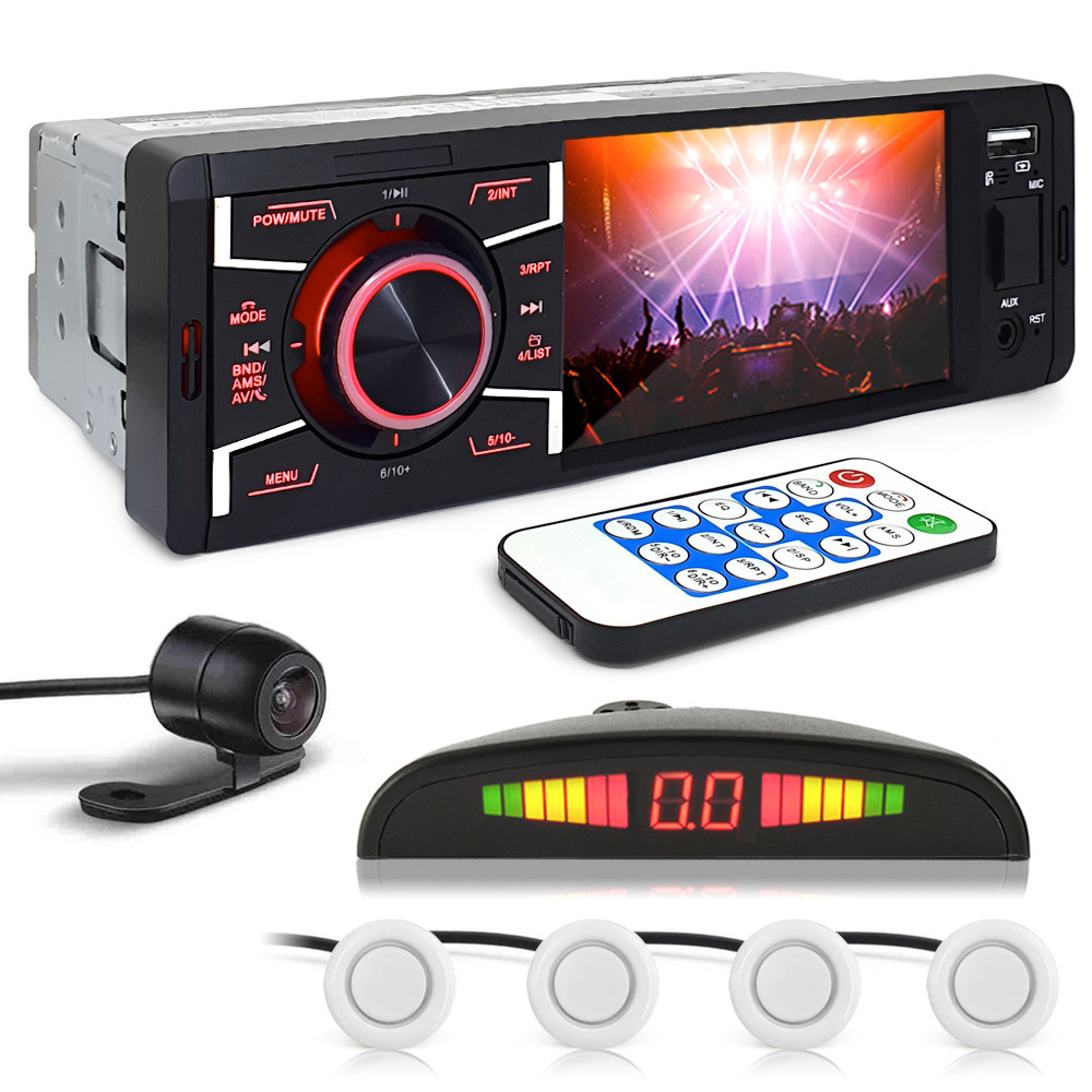 Kit Rádio C/ Tela 1 Din + Câmera Ré + Sensor Ré Branco Celta 2006 2007 2008 2009 2010 Bluetooth USB